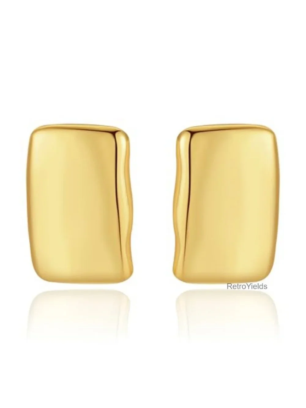 Chunky 14k Gold Plated Statement Drop Stud Earrings Geometric Large for Women
